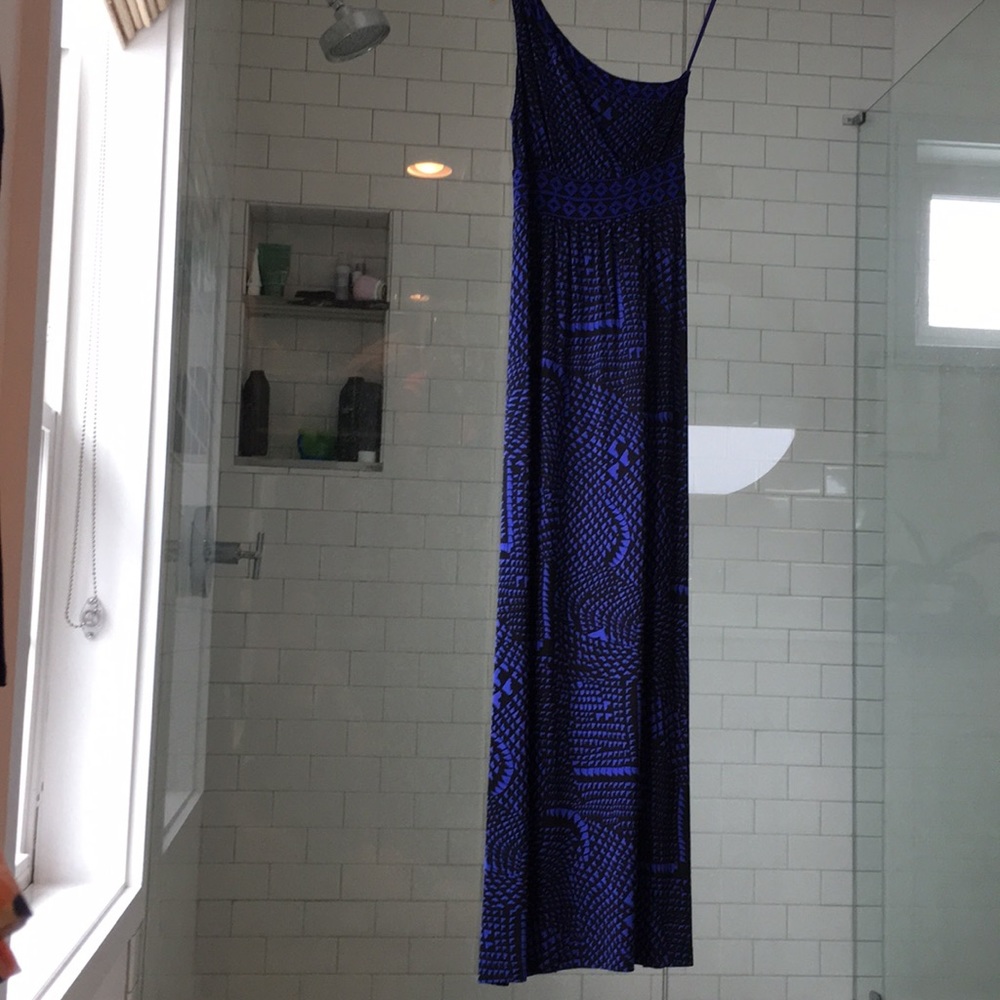 BCBG Dress Resort Wear Black Purple One Shoulder